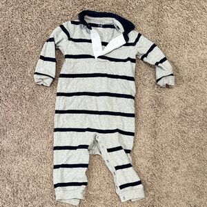 Ralph Lauren Gray and Black Striped Kids Footie